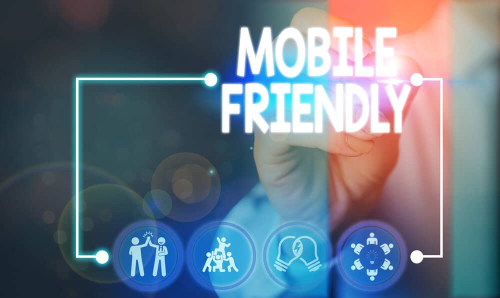 Text sign showing Mobile Friendly - Infintech Designs